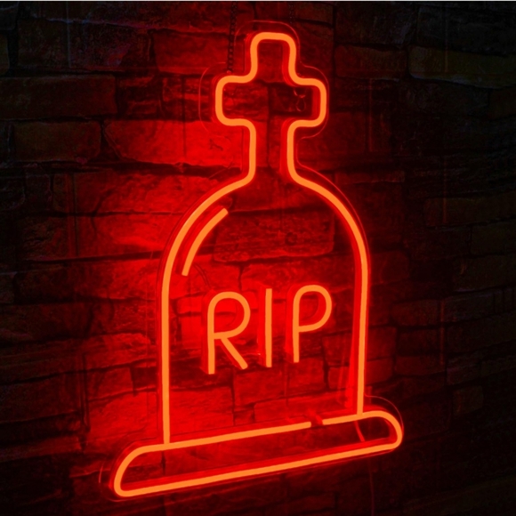 Halloween Neon Sign, Cross Tomb Neon Lights, Halloween Ghosts Led Signs for Wall - Picture 2 of 6